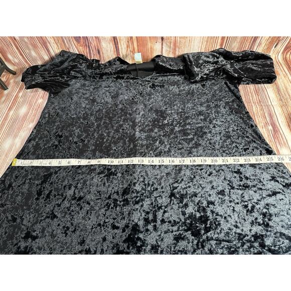 M Fasis Size X Large Black Velvet Boho Keyhole Midi Dress Witch Whimsigoth Goth - Picture 4 of 8